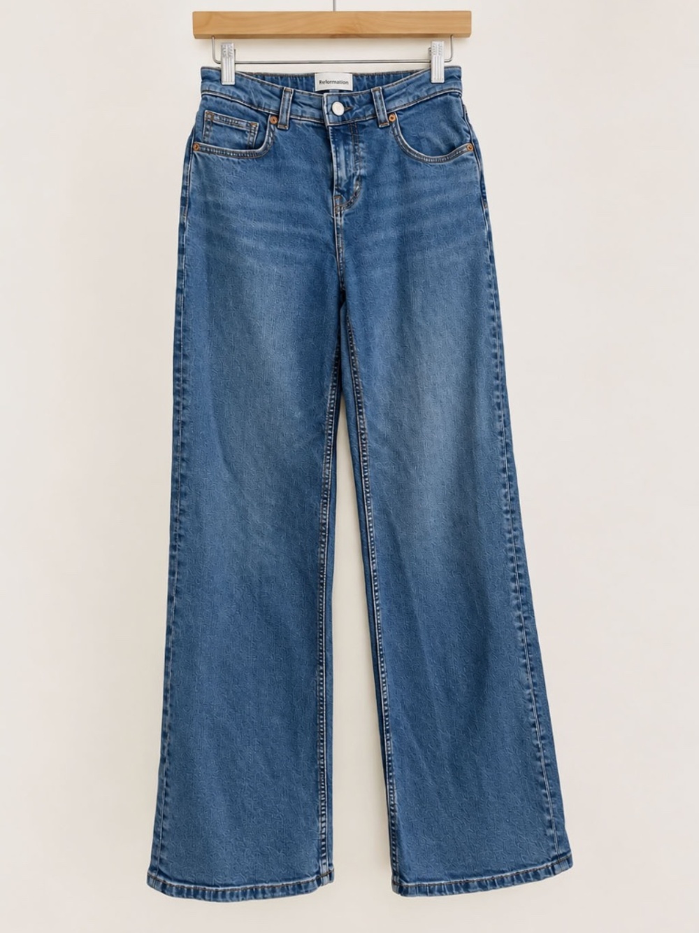 Reformation Greta Super Stretch Low-Rise Wide-Leg Jeans Williamette Size 25L